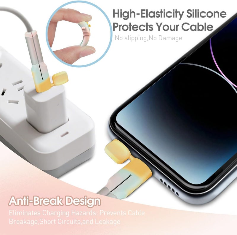 RAWILL Silicone Charger Cable Protectors Compatible, 6 Sets Data Cable Protector Cover, Cord Organizer & Dustproof (Type C to Lightning) - Image 3